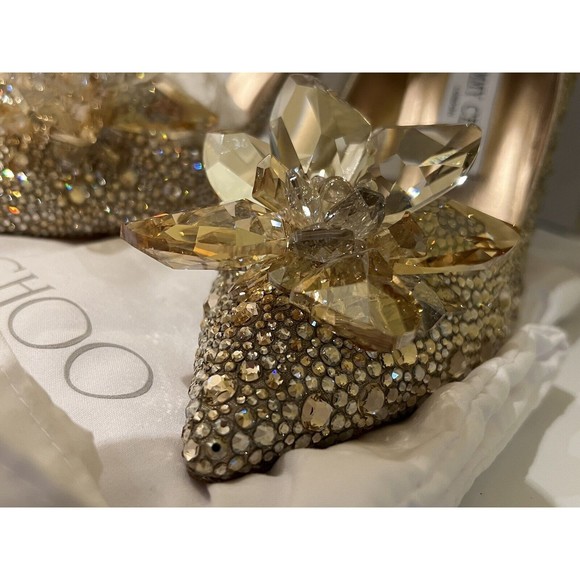 Jimmy Choo Alia Crystal Covered Pointy Toe Pumps 💯% Authentic - Picture 8 of 11